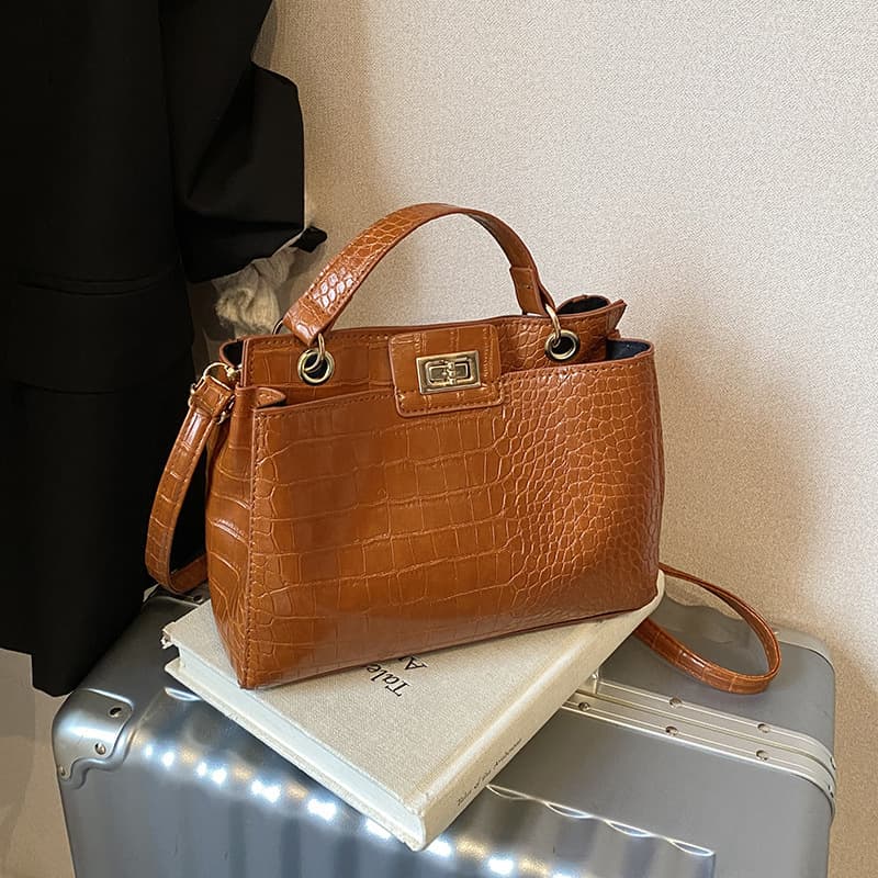 ビジネスバッグ レディース クロコ型押し ミニトート ショルダー