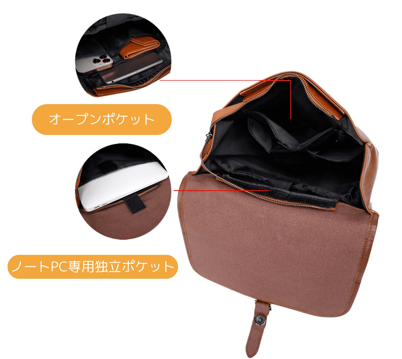 ビジネスバッグ レディース 洗練された上質フラップリュック