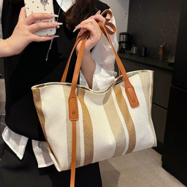 ビジネスバッグ レディース 上品ストライプ メッシュトート