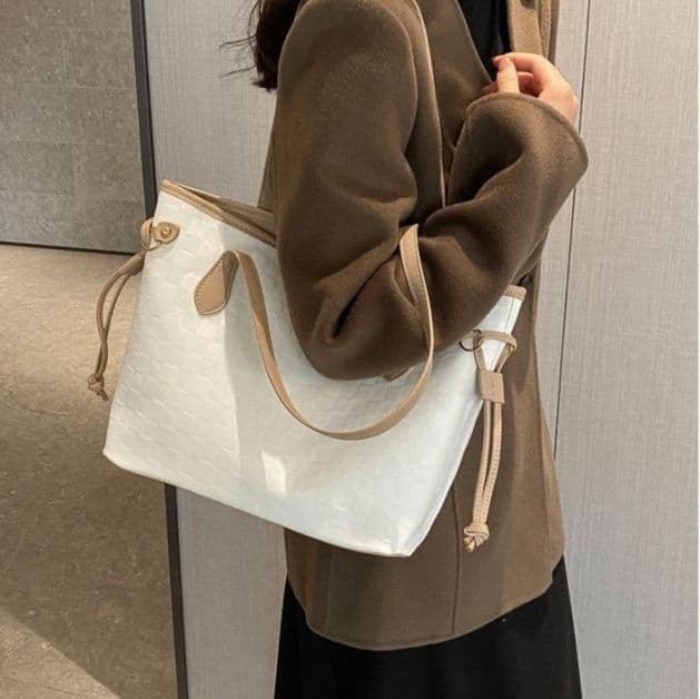 ビジネスバッグ レディース 上品な格子模様 多機能トートバッグ