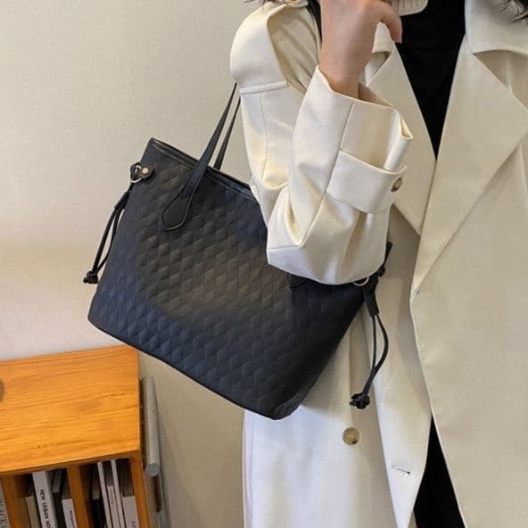 ビジネスバッグ レディース 上品な格子模様 多機能トートバッグ