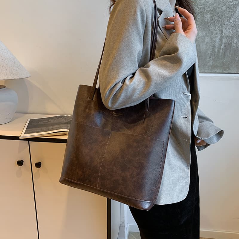 ビジネスバッグ レディース 上質感シンプル肩掛けトートバッグ
